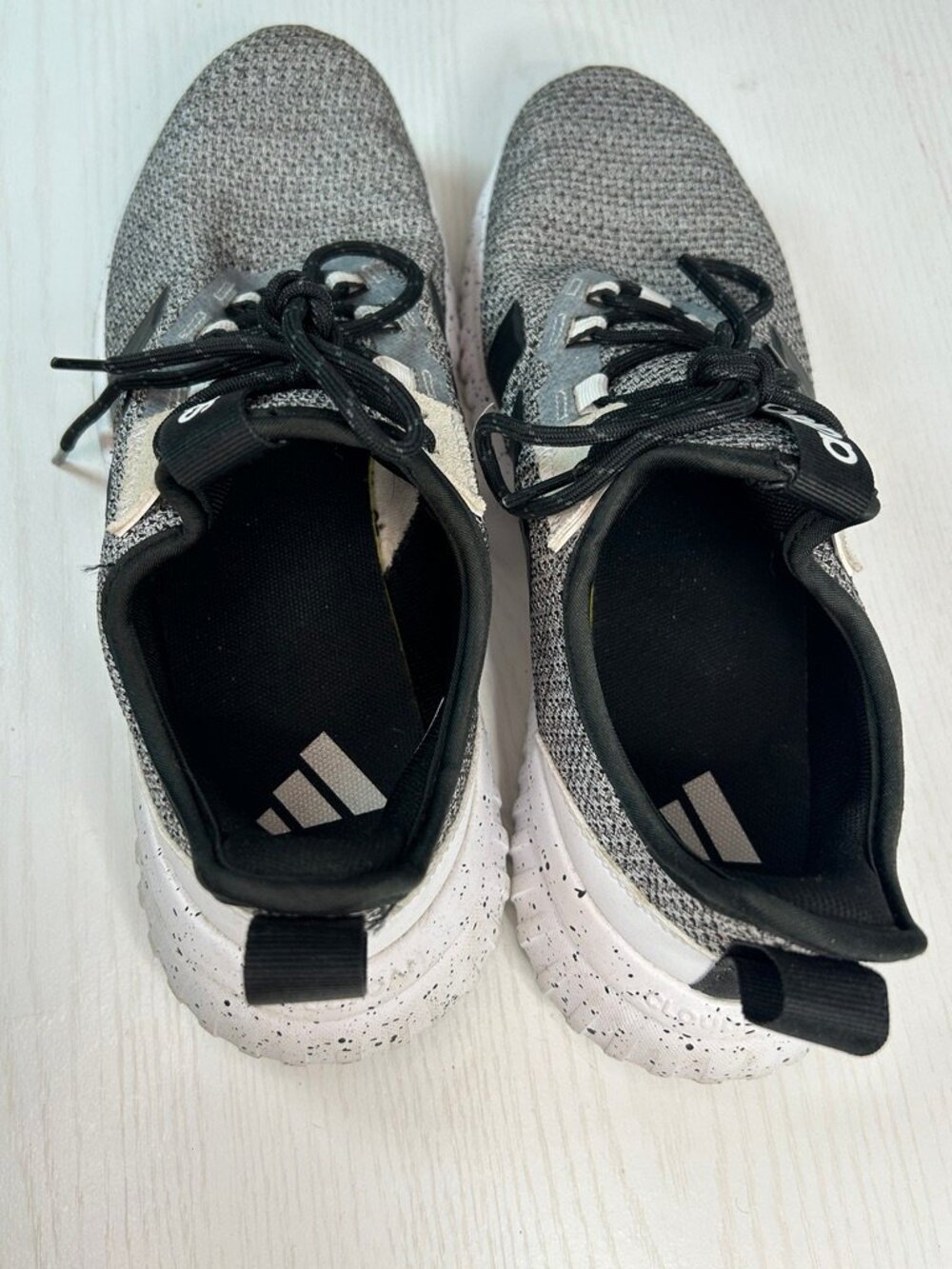 Adidas Gray Black Knit Sneakers Men's Size 8.5 Athletic Casual Streetwear Shoes - Picture 6 of 9